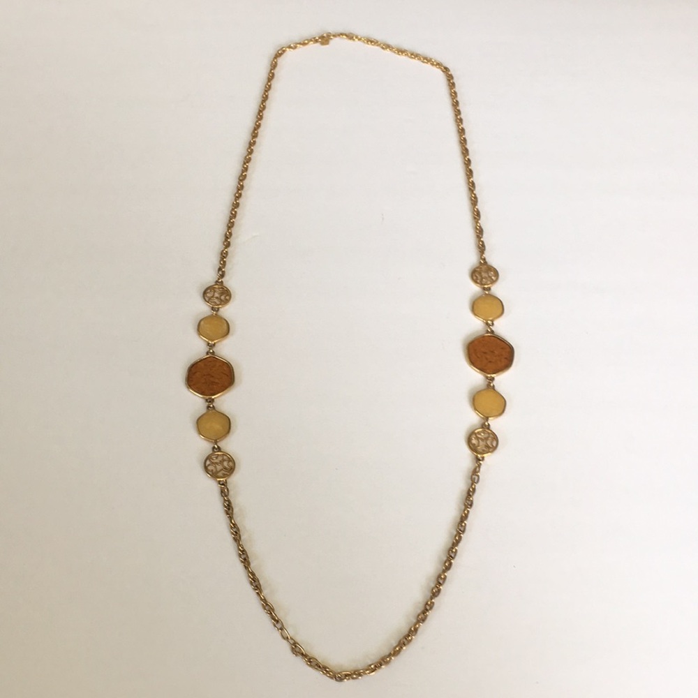 Vintage 70s Sarah Coventry Long Stained Glass Necklace